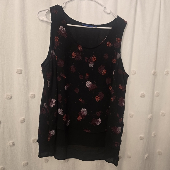 Ladies Floral Sleeveless Black Top Size Xl - Picture 1 of 10